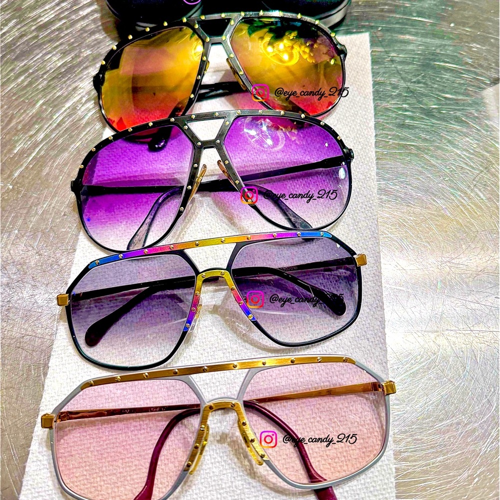 Vintage ALPINA M1 Large 64-14 Gold and Black Aviator Sunglasses